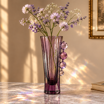 KINTURU Amethyst Ribbed Glass Vase Crystal Ornament