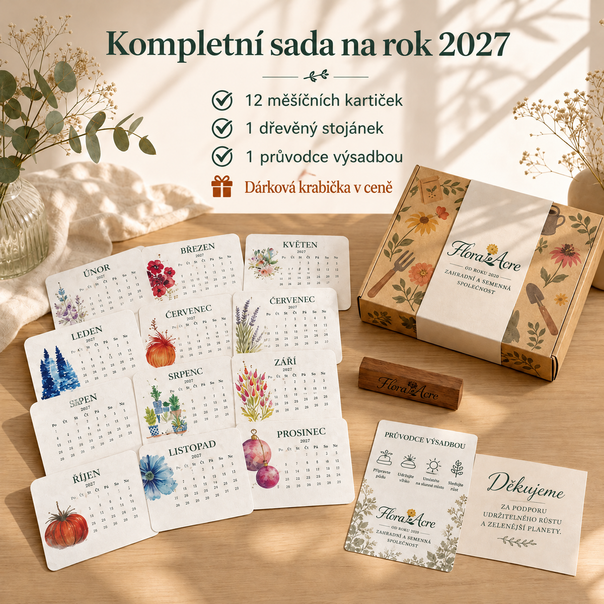 🌱 Kalendář se semínky k zasazení na rok 2027 🍈 – Rok plný krásy, na každé stránce nový život! 🌸🎁