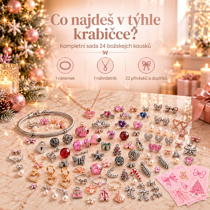 🎄 Vánoční adventní kalendář se šperky pro ženy 2026 👑– 24 dní plných překvapení: přívěsky, náramek a náhrdelník v dárkové sadě 💎