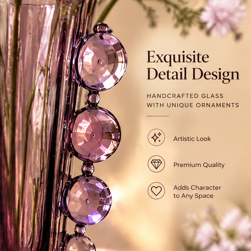 KINTURU Amethyst Ribbed Glass Vase Crystal Ornament