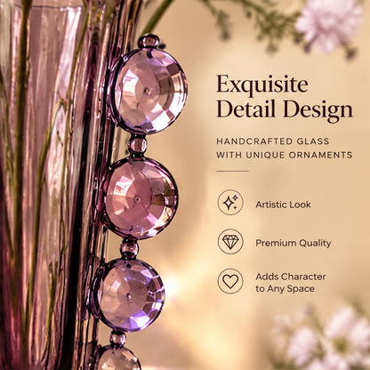 KINTURU Amethyst Ribbed Glass Vase Crystal Ornament