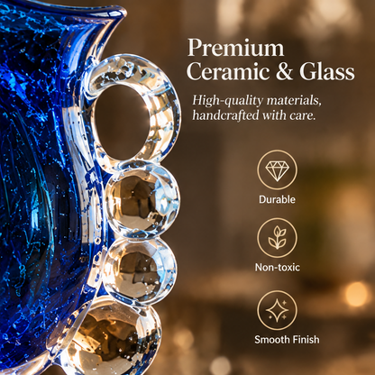 KINTURU Cobalt Blue Galaxy Art Glass Pitcher Vase