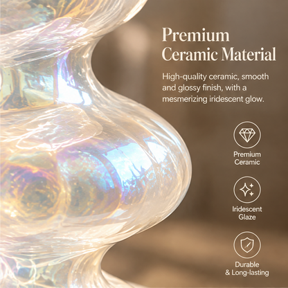 KINTURU Pearl Iridescent Wave Art Glass Vase