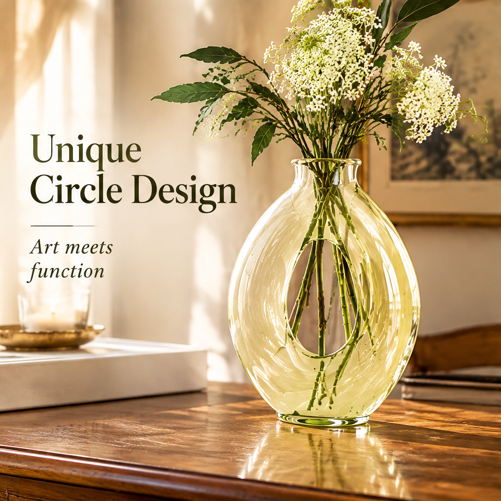 KINTURU Blown Glass Globe Vase Circular Open Form