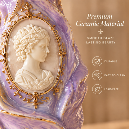 KINTURU Lavender Marble Wave Ceramic Cameo Portrait Vase