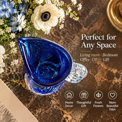 KINTURU Cobalt Blue Galaxy Art Glass Pitcher Vase
