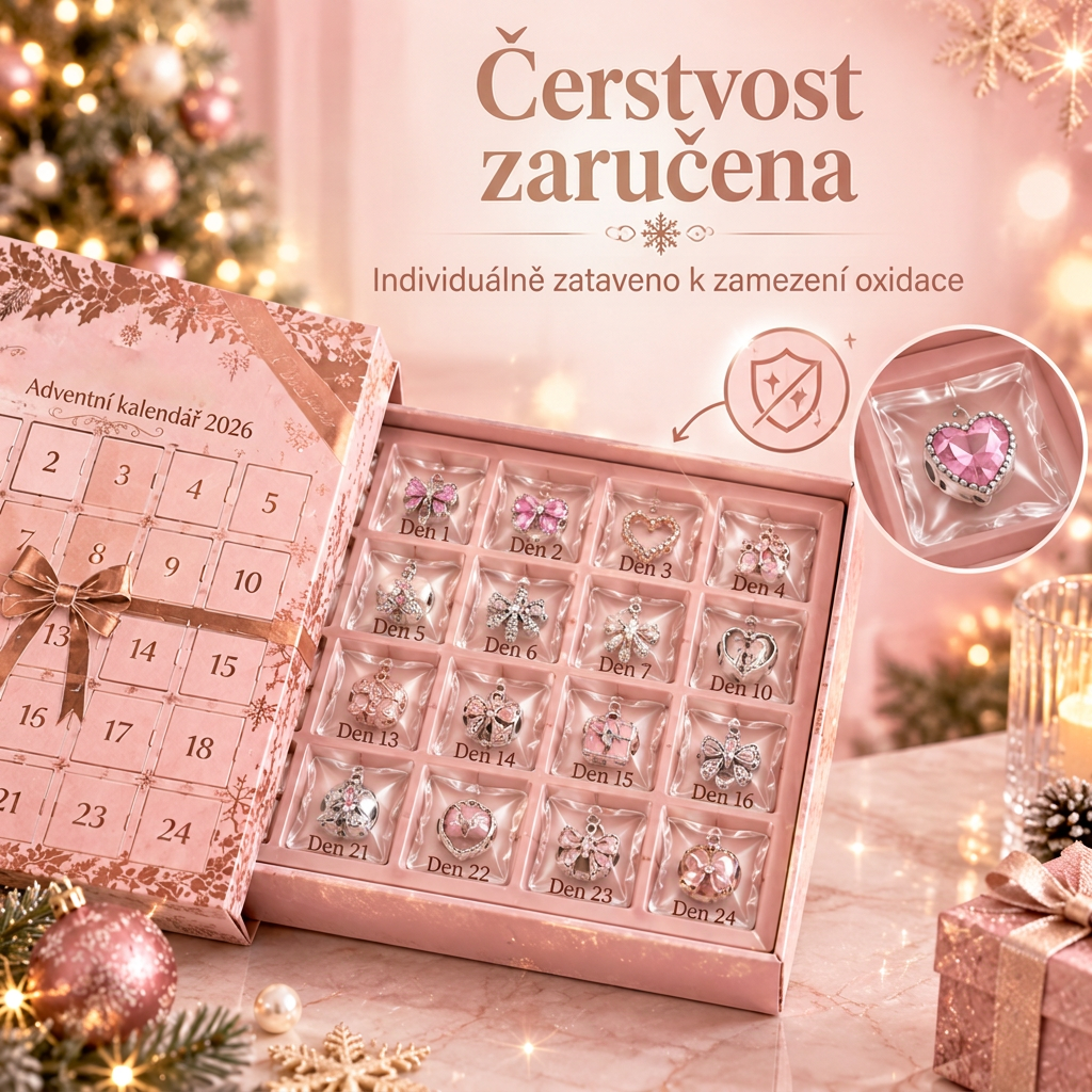 🎄 Vánoční adventní kalendář se šperky pro ženy 2026 👑– 24 dní plných překvapení: přívěsky, náramek a náhrdelník v dárkové sadě 💎