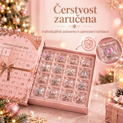 🎄 Vánoční adventní kalendář se šperky pro ženy 2026 👑– 24 dní plných překvapení: přívěsky, náramek a náhrdelník v dárkové sadě 💎