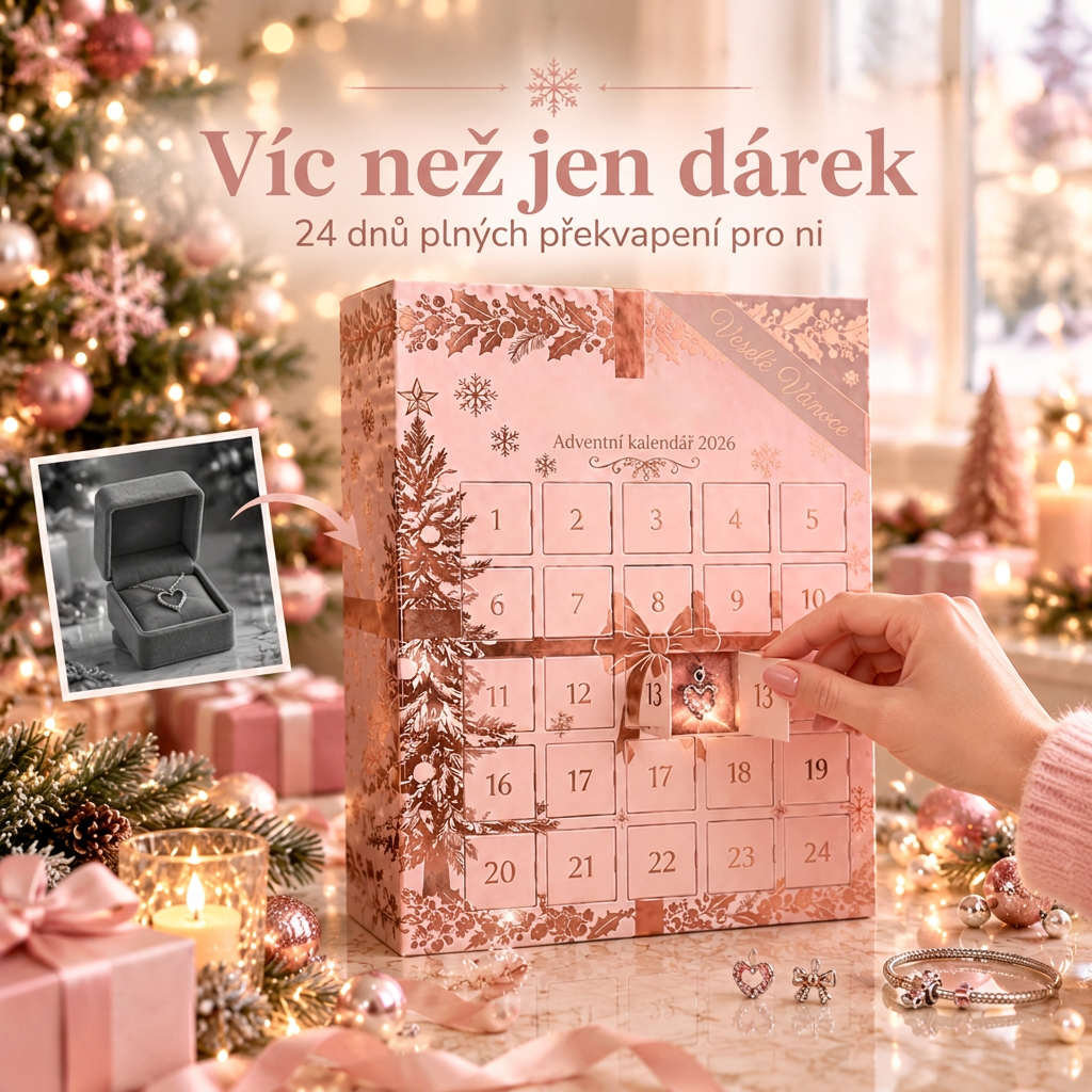 🎄 Vánoční adventní kalendář se šperky pro ženy 2026 👑– 24 dní plných překvapení: přívěsky, náramek a náhrdelník v dárkové sadě 💎