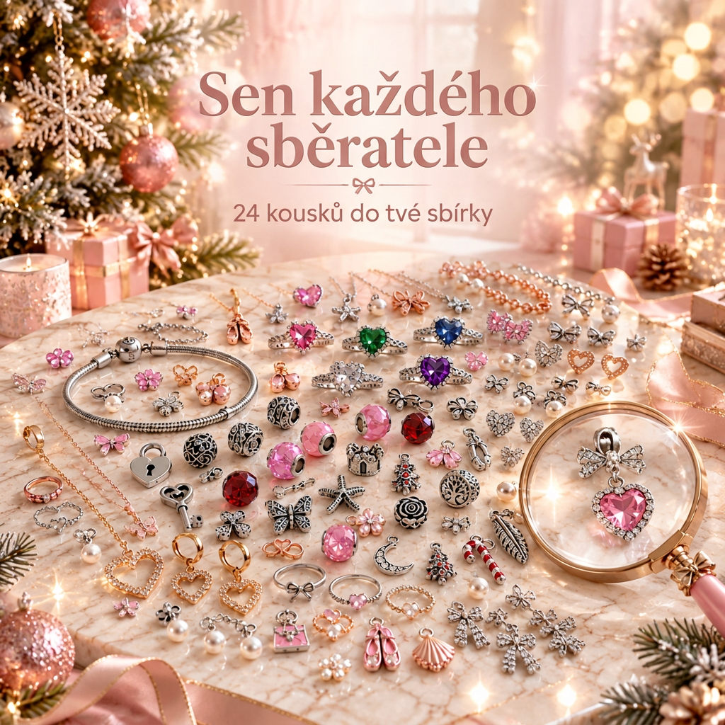 🎄 Vánoční adventní kalendář se šperky pro ženy 2026 👑– 24 dní plných překvapení: přívěsky, náramek a náhrdelník v dárkové sadě 💎