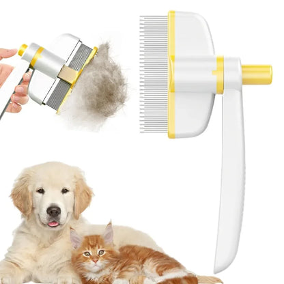 🐾 Otočný hřeben na srst pro psa a kočku s tlačítkem pro uvolnění chlupů a flexibilní hlavicí – Samočišticí kartáč na vyčesávání podsady ✨