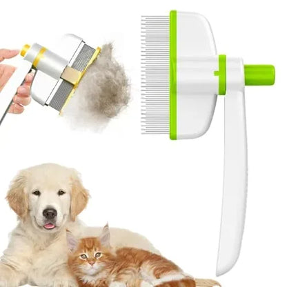 🐾 Otočný hřeben na srst pro psa a kočku s tlačítkem pro uvolnění chlupů a flexibilní hlavicí – Samočišticí kartáč na vyčesávání podsady ✨